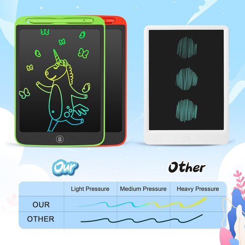 Tableta De Escritura Lcd 10 Para Niños, Paquete De 2 Rojo+verde