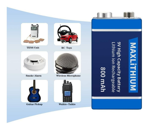 Cargador De Batería C/ 3 Baterias 9v 800 Mah Litio Modelo