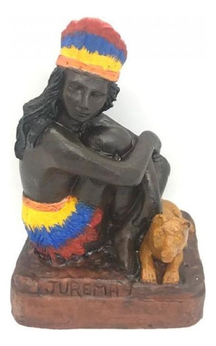 Escultura Cabocla Jurema Colorida Em Resina 16 Cm
