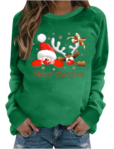 Elf Christma Tops Para Mujer Otoño Moda Lindo Santa Grafico