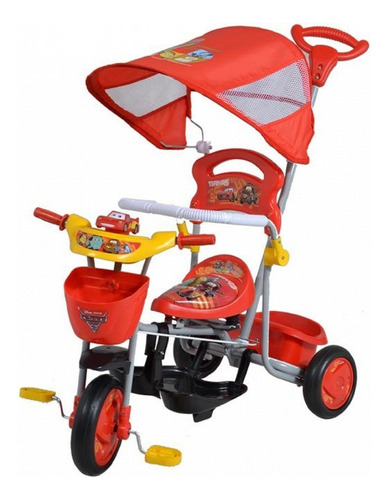 Triciclo Infantil De Cars Con Capota Y Barral