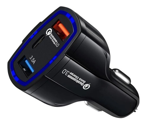 Cargador Auto Carga Rápida Qc 3.0 2 Usb + 1 Usb-c Kubo