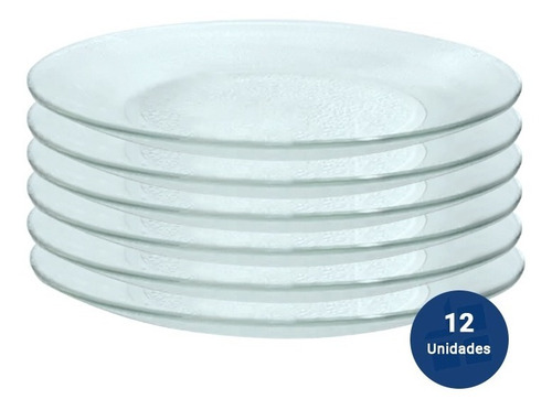 Imagen 1 de 4 de Juego Set X 12 Plato Playo Vidrio Rigolleau Acquamarine 23cm