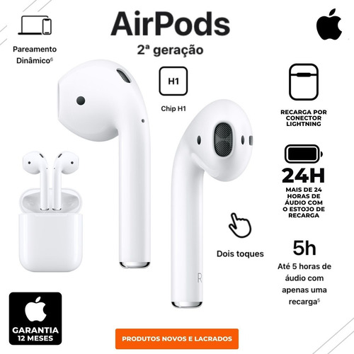 AirPods Apple 2a Geração Original C/ Estojo De Recarga Novo