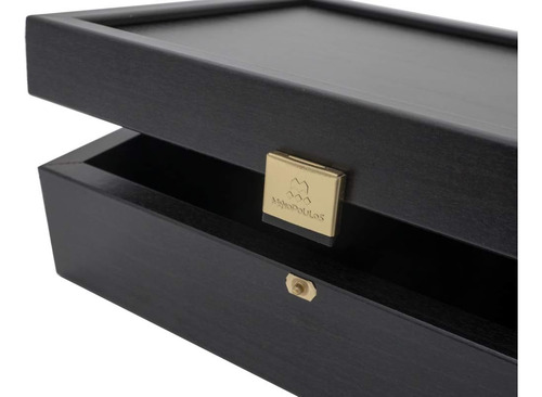 Caja De Ajedrez Madera Hecha A Mano Negra, 32 Piezas