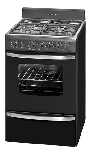 Imagen 3 de 3 de Cocina A Gas Longvie 19501g 56cm Grafito Encendido Una Mano