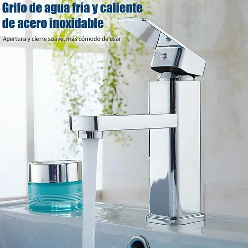 Llaves para Lavabo Baño,Monomando para Lavabo de Acero Inoxidable, Llaves para Lavabo Baño Caliente y Frío Ajustable,Grifo de Baño con 2 Mangueras,Grifo de Monomando,para Lavabo de Baño