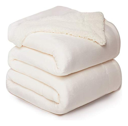 Bedsure Sherpa Fleece Blankets Queen Size - Blanco Lechoso G