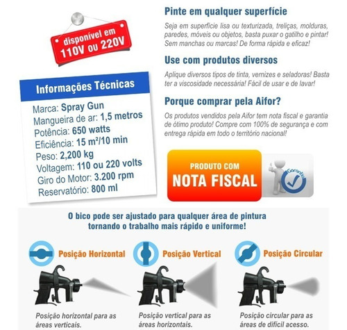 Pistola Elétrica Pulverizadora Pintura Hlvp Compressor Metal
