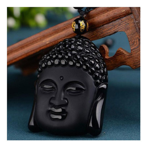 Imagen 3 de 10 de Collar De Obsidiana Cabeza De Buda