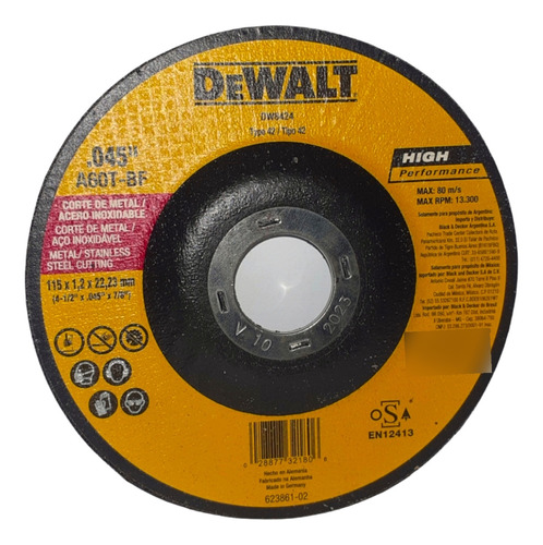  Disco De Corte Metal Fino 4 1/2  Dewalt