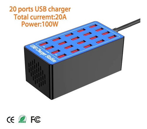 100w Multi 20 Puertos Cargador Usb Cargador Rápido Carga De