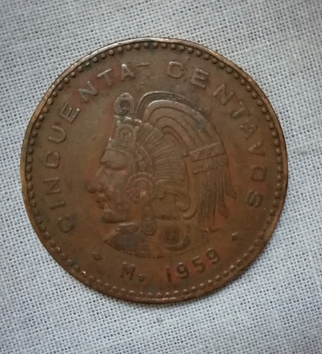 Moneda 50 Centavos Cuauhtemoc 1959