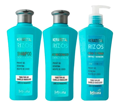 Shampoo Acondicionador Crema  Keratotal Rizos Bellissima