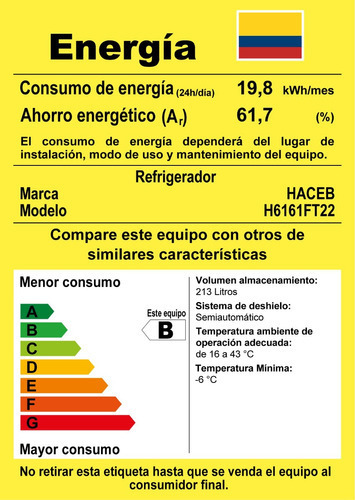 Nevera Haceb Frost 220 Litros Manija Integrada - Titanio 115