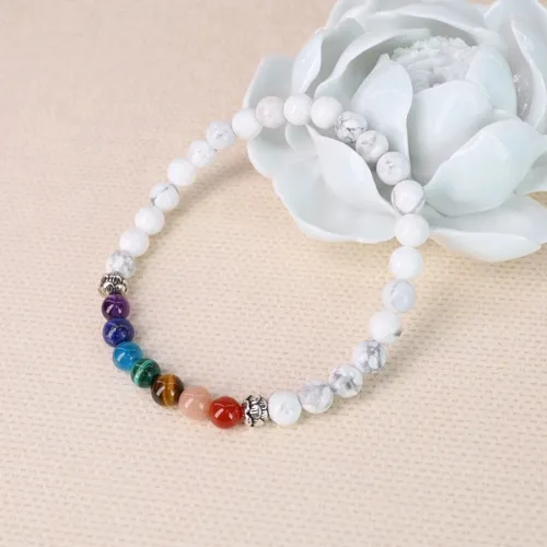 Pulsera Piedra Natural 7 Chakras Howlita 6mm