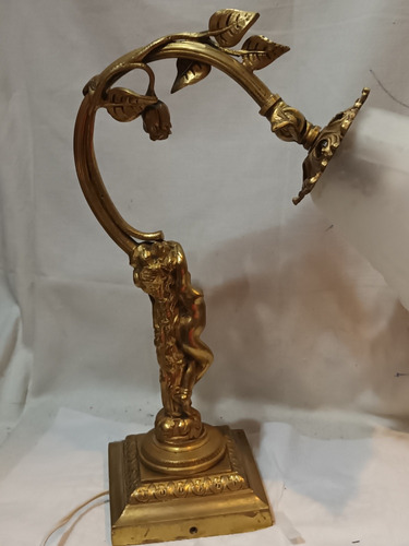 Lampara De Bronce Con Figura De Mujer Art Nouveau 