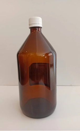 Botella De Vidrio Ambar 1 Litro Con Tapa X  5 Unidades