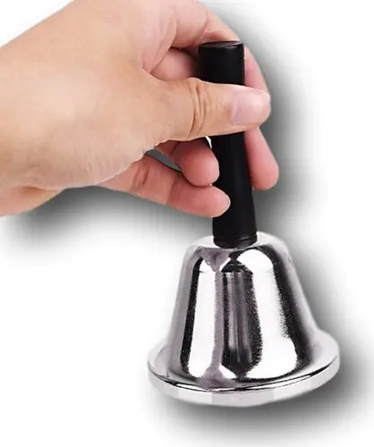 Sino De Mão Western Prateado 12cm Modelo Portátil Cromado Durável