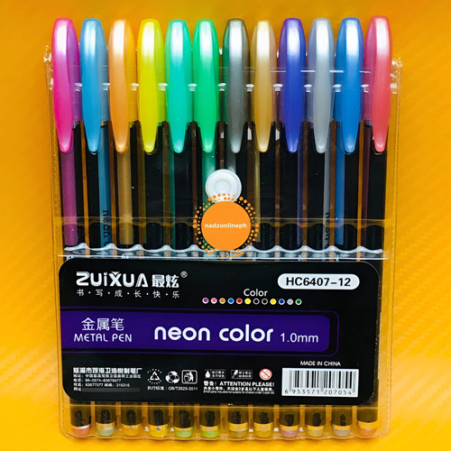 Kit 12 Canetas Gel Neon Glitter Perfumadas - Cores Vibrantes