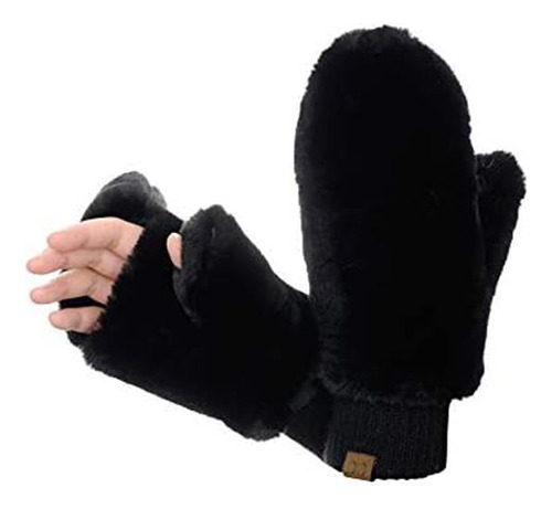 C.c Guantes De Manoplas Convertibles Con Forro De Sherpa Sin