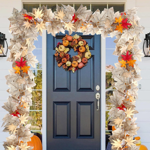 Guirnalda De Hojas Artificiales Con Decoración De Halloween