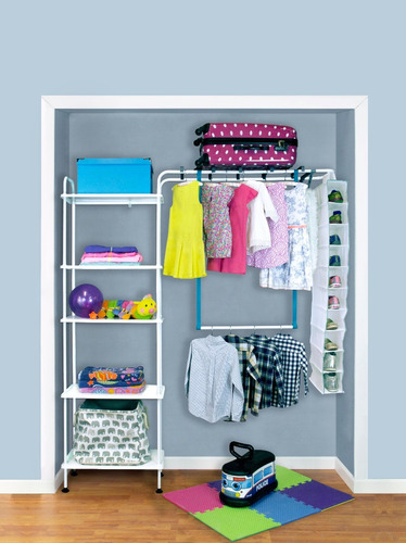 Imagen 2 de 8 de Closet Konekte Blanco Expandible 5 Repisas Metal Y Zapatera