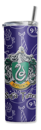 Termo Skinny Harry Portter Nombre Personalizado Slytherin Azul Marino