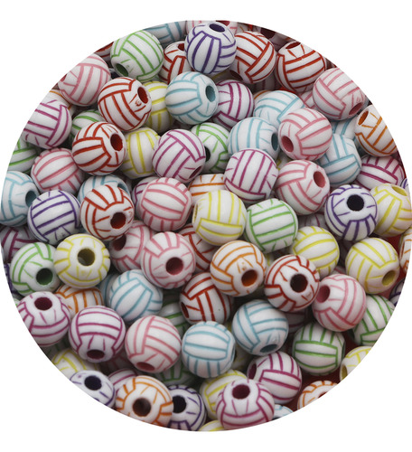 Balón Separador Acrilico Para Pulsera 100gr Futbol Volley Volley Colores 1 Cm 1 Cm