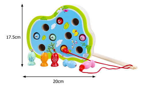 Juego De Pesca Magnético De Madera Con 10 Peces Y 2 Cañas