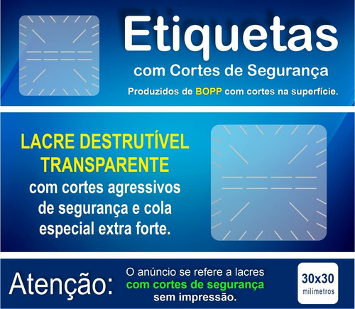 Lacre Transparente Cola Forte 30mm 1000 Unidades