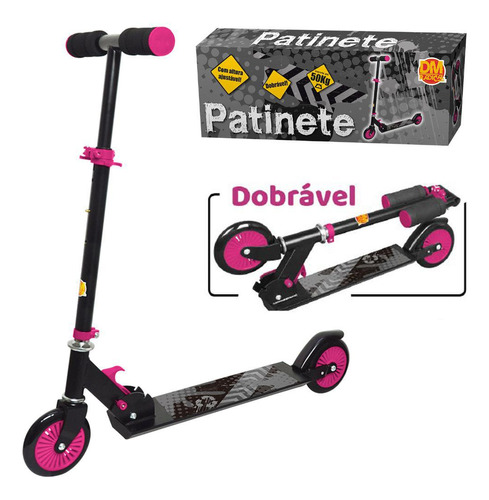 Patinete Radical Dobrável Com Freio Traseiro Rosa 78,5x66x29