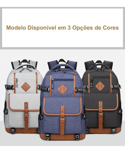 Mochila Escolar Reforçada Masculina Feminina Para Notebook Cor Azul
