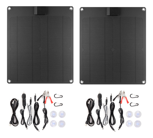 Placa De Carga Solar 15w*2 5v/12v Con Puertos De Salida Usb