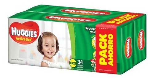 Pañales Huggies Active Sec Hiper Xxg X68 Unidades