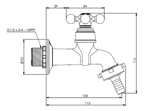 Torneira para Jardim em Metal com Bico C33 Forusi 0214 cor Prateado