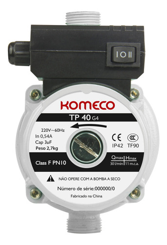 Mini Bomba Pressurizadora Komeco Tp40 Thermo G4 Voltagem 110v