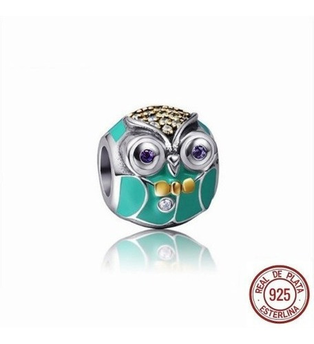 Charm Buho Verde, Intelectual Joya Plata Estilo Pandora