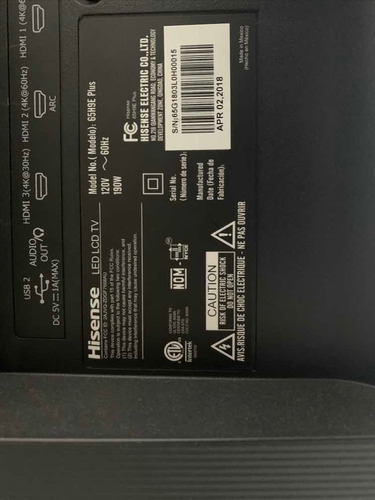 Pantalla Hisense 65 Uled 4k Android Tv H9e Plus (Usado)