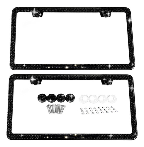 Zzz Cromo Diamantes/cristales Bling Metal Marco De Placa 2