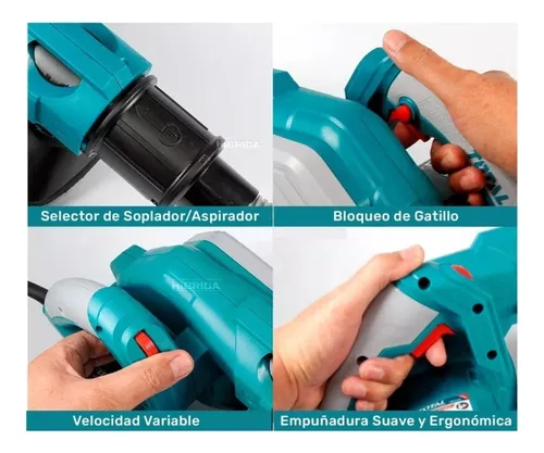 Soplador Aspirador Industrial 800W + 1 Bolsa para Polvo + Tubo flexible + 2  Boquillas TOTAL 