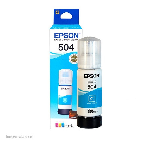 Botella De Tinta Epson T504220-al Color Cyan Contenido 70ml