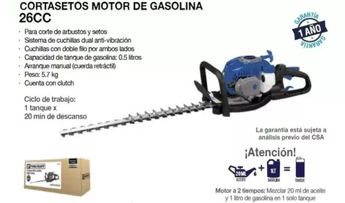 Cortasetos Motor A Gasolina 26cc Toolcraft Tc5340