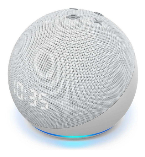 Imagen 2 de 4 de Amazon Echo Dot Echo Dot 4th Gen with clock con asistente virtual Alexa, pantalla integrada glacier white 110V/240V