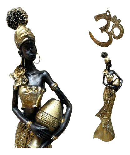 Imagen Africana 40cm Estatua Artesanal Resina Oriente Import