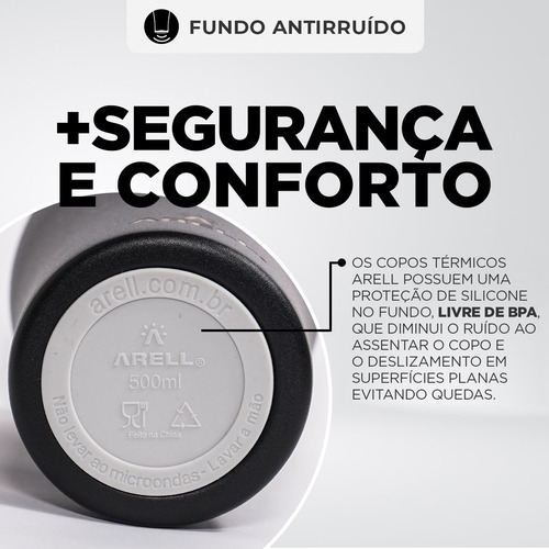 Copo Térmico Arell Inox A Vácuo 500ml Oficial Flamengo 12