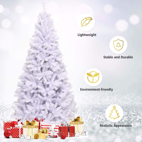 Árbol Navidad Artificial Blanco Pvc Sin Luz Fácil Montaje In