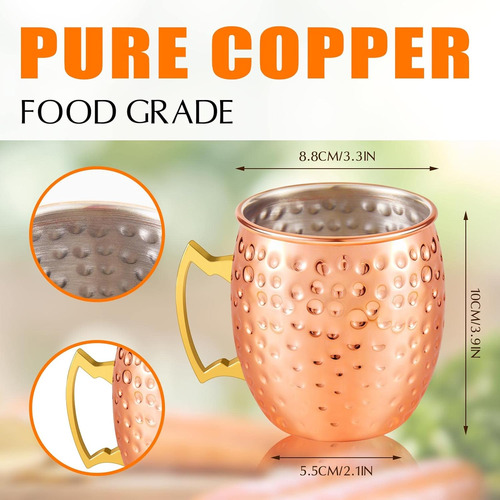 Juego De 12 Tazas Moscow Mule, Tazas Martilladas De 19 Oz, 3