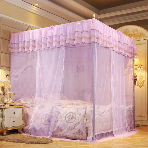 Cortina De Cama Princess Post De Lujo Con Mosquitera De Cuat