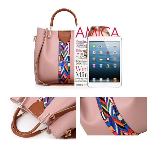 Set 4 Bolsas Moderna Mujer Dama Cuero Sintetico Hombro